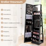 Kompaktiška papuošalų spintelė su viso kūno veidrodžiu (Kavos)