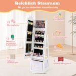 Vaikiškas papuošalų stovas su pilno ilgio veidrodžiu (Balta)