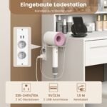 Kompaktiškas kosmetinis staliukas su LED apšvietimu ir integruota įkrovimo stotele (Balta)