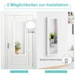 Veidrodinė juvelyrinių dirbinių spintelė su viso ūgio veidrodžiu (Balta)