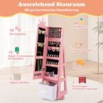 2-in-1 mergaičių juvelyrikos spintelė su viso kūno veidrodžiu (Rožinė)