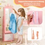 2-in-1 mergaičių juvelyrikos spintelė su viso kūno veidrodžiu (Rožinė)