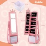 2-in-1 mergaičių juvelyrikos spintelė su viso kūno veidrodžiu (Rožinė)