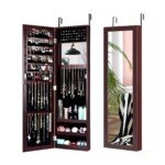 Kompaktiška papuošalų spintelė su pilno dydžio veidrodžiu (Ruda)