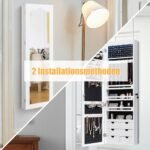 Kompaktiška papuošalų spintelė su LED apšvietimu ir veidrodžiu (Balta)