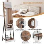 Kompaktiška papuošalų spintelė su veidrodžiu ir LED apšvietimu (Ruda)