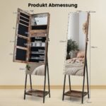 Kompaktiška papuošalų spintelė su veidrodžiu ir LED apšvietimu (Ruda)