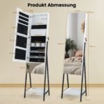 Kompaktiška papuošalų spintelė su veidrodžiu ir LED apšvietimu (Balta)