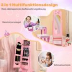 Kompaktiška papuošalų spintelė su viso kūno veidrodžiu (Rožinė)