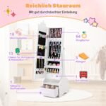 2 viename vaikiškų papuošalų spintelė su pilno dydžio veidrodžiu (Balta)