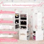 3-in-1 vaikiškas veidrodinis drabužių kabyklos ir papuošalų spintelės komplektas (Balta)