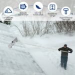 Ištraukiamas aliuminio sniego valytuvas su ratukais (Sidabrinė)