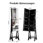 Kompaktiška papuošalų spinta su viso kūno veidrodžiu ir LED apšvietimu (Juoda)