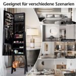 Kompaktiška papuošalų spinta su viso kūno veidrodžiu ir LED apšvietimu (Juoda)