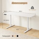 Elektrinis stovimas rašomasis stalas su atminties funkcija (Balta)