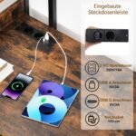 Rašomasis stalas su integruota įkrovimo stotele ir atvira knygų lentyna (Rustic Brown)