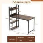 Rašomasis stalas su integruota įkrovimo stotele ir atvira knygų lentyna (Rustic Brown)