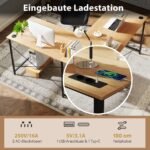 L formos kampinis rašomasis stalas su integruota stotele (Natūrali)