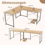 L formos kampinis rašomasis stalas su integruota stotele (Natūrali)