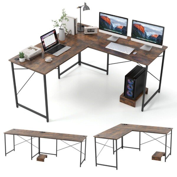 Kampinis stalas su integruota pakrovimo stotele (Rustikalinė ruda)