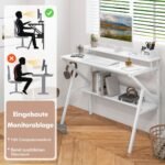 Kompaktiškas rašomasis stalas su monitoriaus paaukštinimu (Balta)
