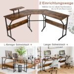 L formos kampinis rašomasis stalas su monitoriaus laikikliu (Ruda)