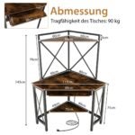 Kampinis rašomasis stalas su integruota įkrovimo stotele (Rustic Brown)