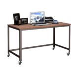 Mobilus biuro stalas su metaliniu rėmu 120x60x75 cm (Ruda)