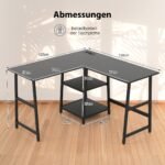 L formos kampinis rašomasis stalas su integruota įkrovimo stotele (Juoda)