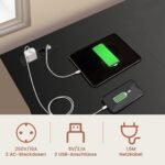 L formos kampinis rašomasis stalas su integruota įkrovimo stotele (Juoda)