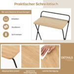 Sulankstomas kompiuterio stalas su planšetės laikikliu 64x43x80 cm (Natūrali)