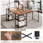 Kampinis rašomasis stalas su 4 lentynomis 151x151x75 cm (Rustikuota ruda)