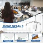 Reguliuojamo aukščio stalas su ratukais (Balta)