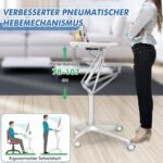 Reguliuojamo aukščio stalas su ratukais (Balta)