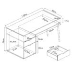 Modernus biuro stalas su spintele ir atviromis lentynėlėmis (Ruda)