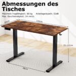 Elektrinis reguliuojamo aukščio stalas 120x60 cm (Rustikalinė ruda)
