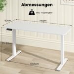 Elektrinis stovimas stalas 140x60 cm su reguliuojamu aukščiu (Balta)