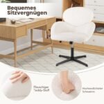 Biuro kėdė su reguliuojamu aukščiu ir supimosi funkcija (Balta)
