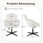 Biuro kėdė su reguliuojamu aukščiu ir supimosi funkcija (Balta)