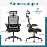 Ergonomiška biuro kėdė su reguliuojama juosmens ir galvos atrama (Juoda)