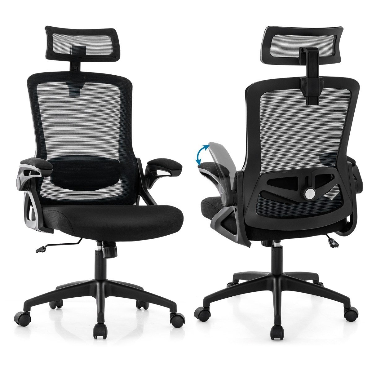 schreibtischstuhl-cb10623dk_1__1 Ergonomiška biuro kėdė su reguliuojama juosmens ir galvos atrama (Juoda)