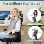 Ergonomiška biuro kėdė su reguliuojama juosmens ir galvos atrama (Juoda)