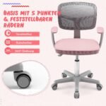 Ergonomiška vaikiška kėdė su reguliuojamu aukščiu ir ratukais (Rožinė)