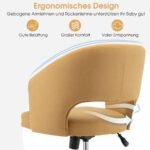 Ergonomiška biuro kėdė su atlošo ir svyravimo funkcija (Geltona)