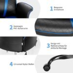Ergonomiška biuro kėdė su reguliuojamais porankiais ir aukščio reguliavimu (Mėlyna)