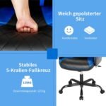 Ergonomiška biuro kėdė su reguliuojamais porankiais ir aukščio reguliavimu (Mėlyna)