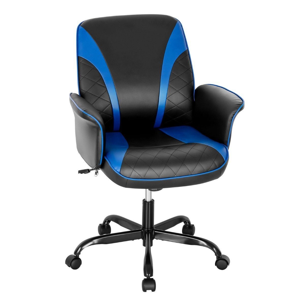 schreibtischstuhl-mit-mittlerer-r_ckenlehne-cb10225bl_6_ Ergonomiška biuro kėdė su reguliuojamais porankiais ir aukščio reguliavimu (Mėlyna)