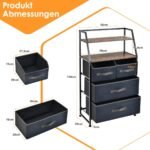 Spintelė su keturiais stalčiais ir atviromis lentynomis (Rudi raštai)