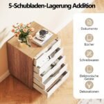 Mobilus komodos su 5 stalčiais ir ratukais (Natūrali)