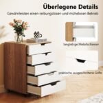 Mobilus komodos su 5 stalčiais ir ratukais (Natūrali)